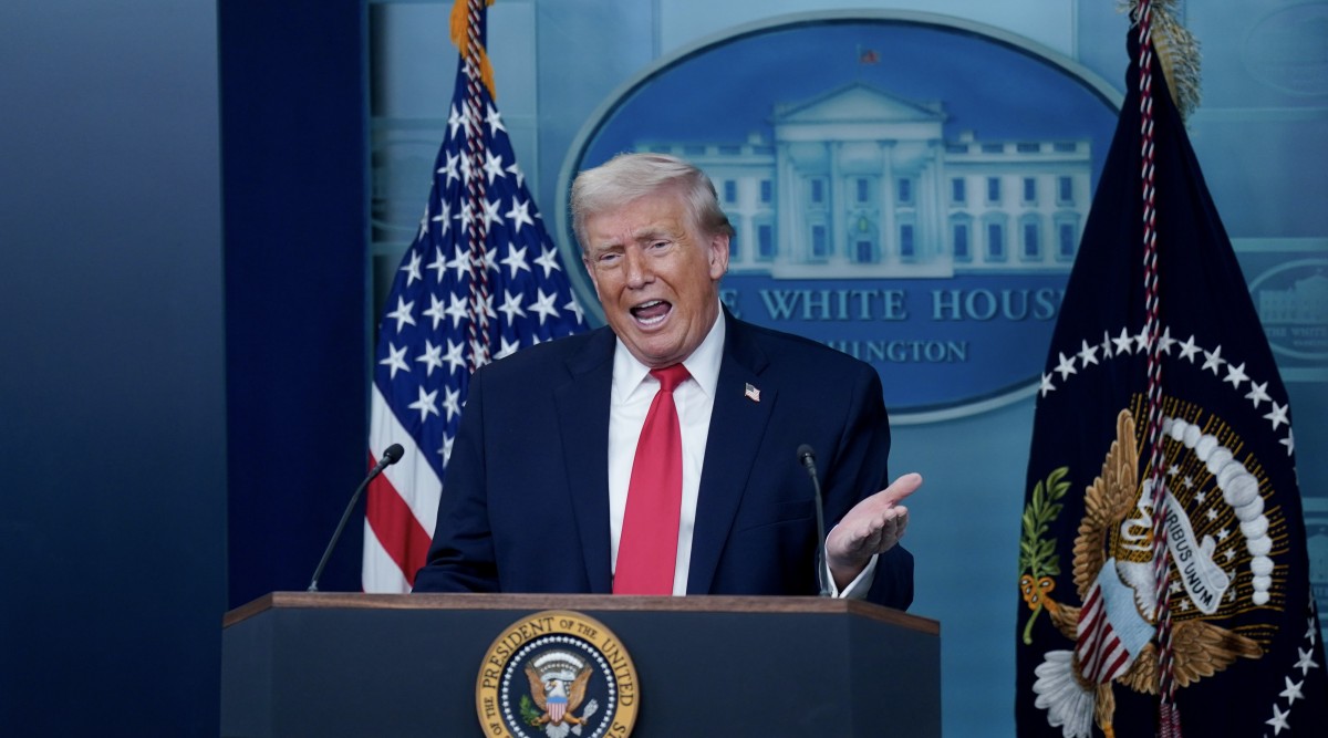 President Donald Trump told reporters on Jan 20 that the US needs Greenland for “security purposes.” Photo: Bloomberg