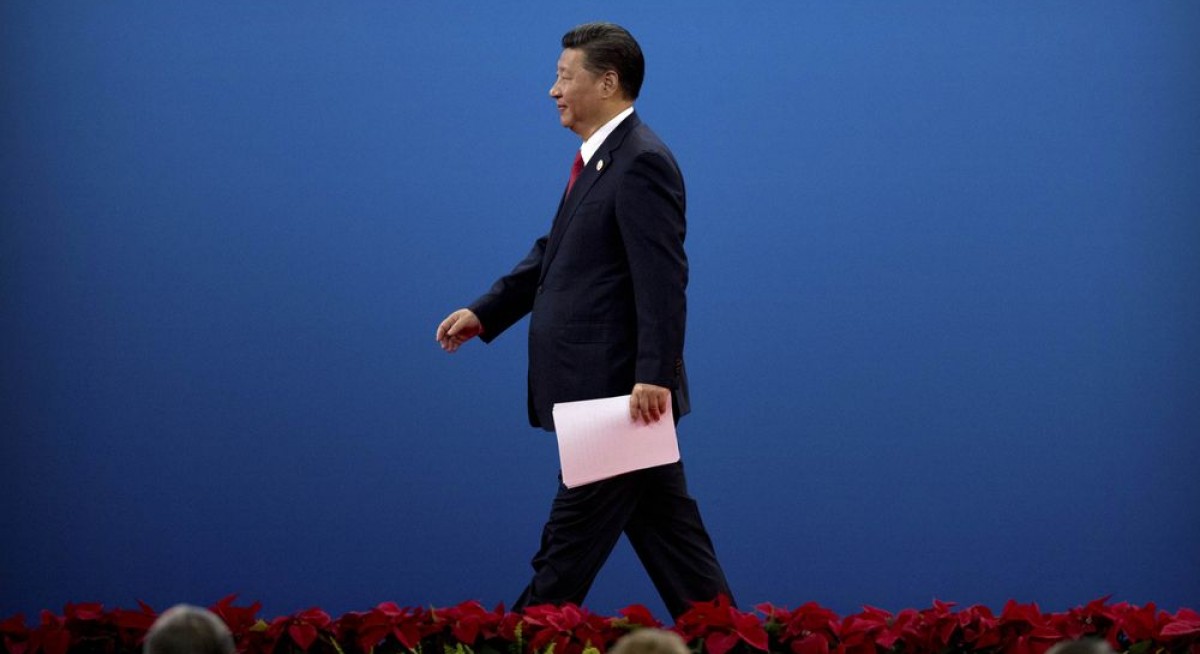 Chinese President Xi Jinping leaves the stage after speaking during the opening ceremony of the Belt and Road Forum in Beijing on May 14. Photographer: Pool/Getty Images
