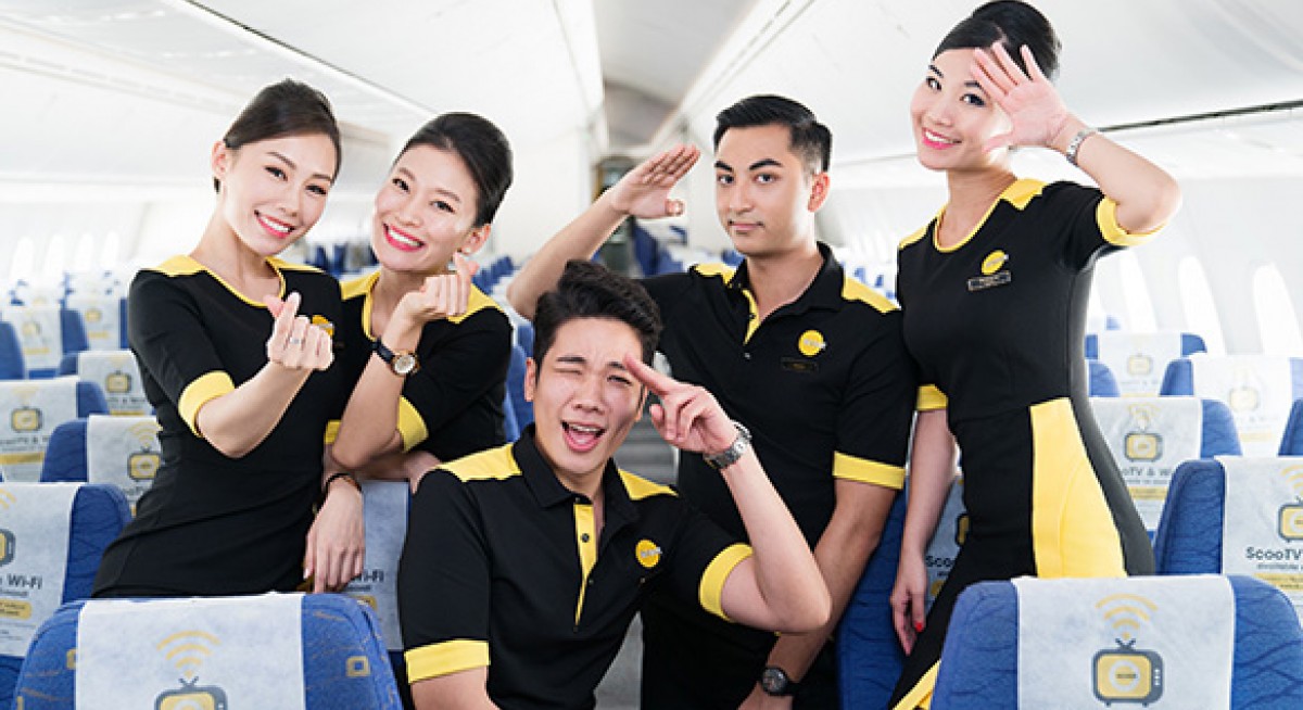 Scoot crew, known as Scooties, showing off their new uniforms. Photo: Scoot